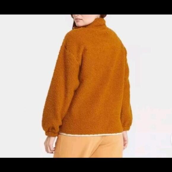 Universal Thread small burnt orange white & green sherpa jacket - Picture 2 of 6